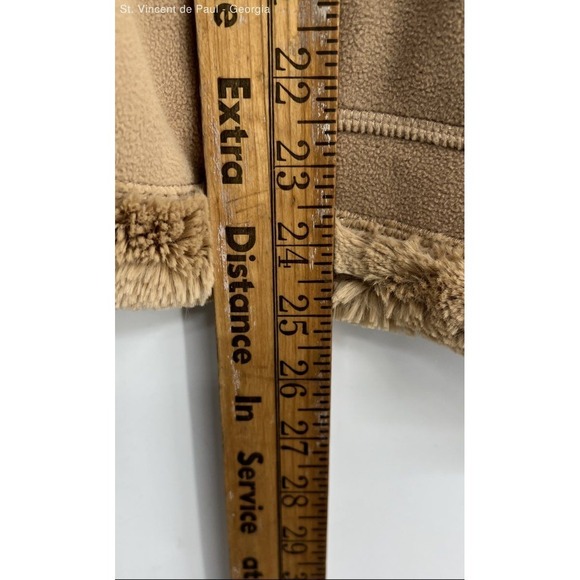 Green Tea Beige Vegan Leather & Shearling Coat Women's S Full Zip - Picture 4 of 9